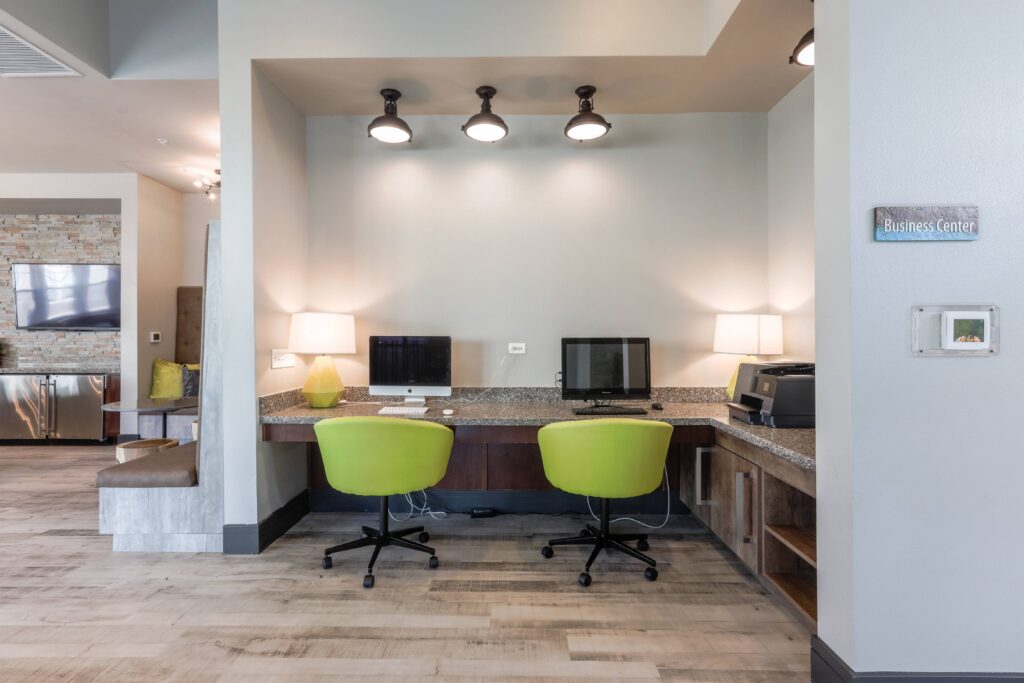 Clubhouse business center with computer stations