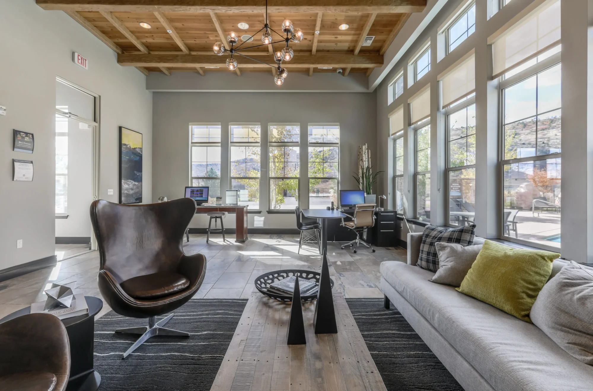 Clubhouse lounge with sofas and chairs