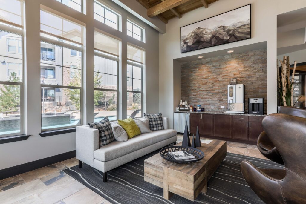 Clubhouse lounge with coffee bar