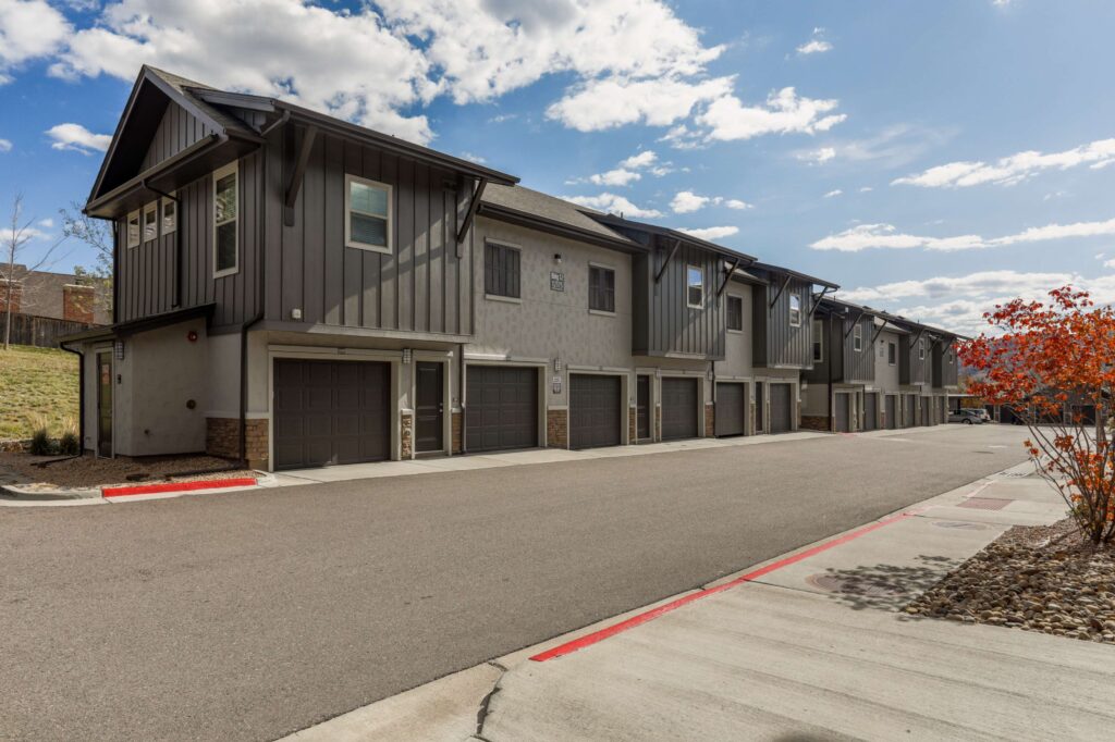 Parking lot with garages
