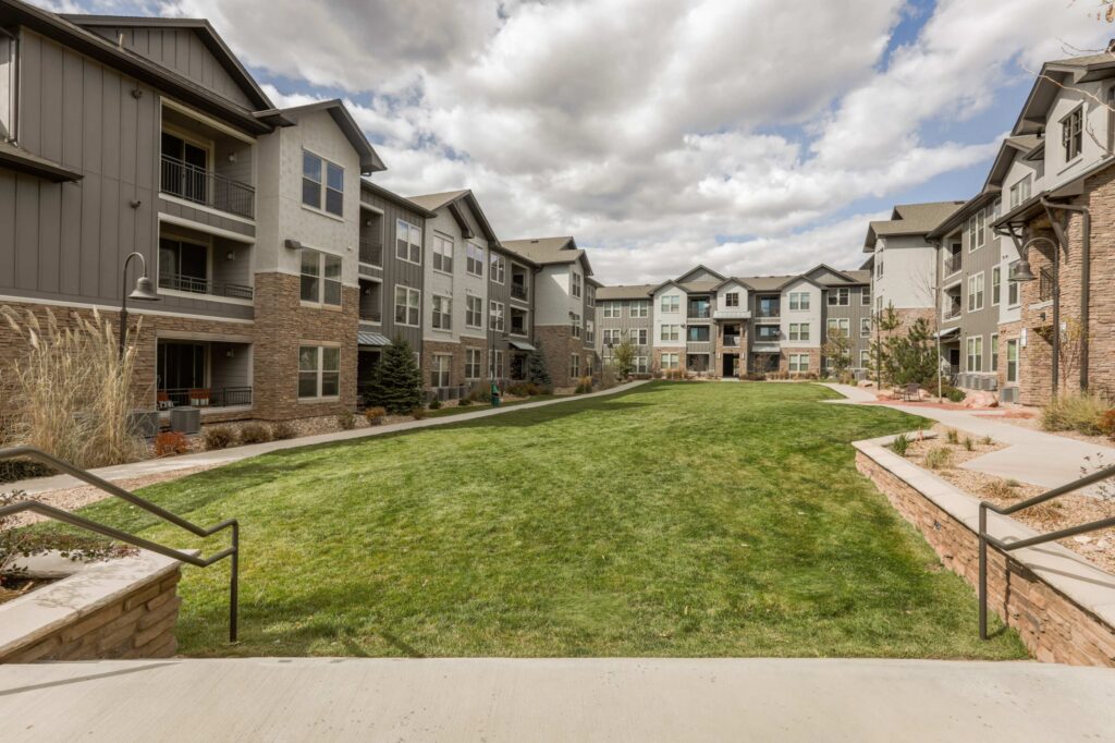 Green space between buildings