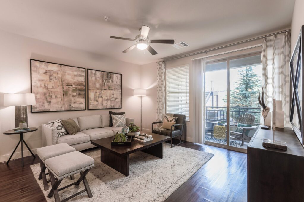 Living room with patio