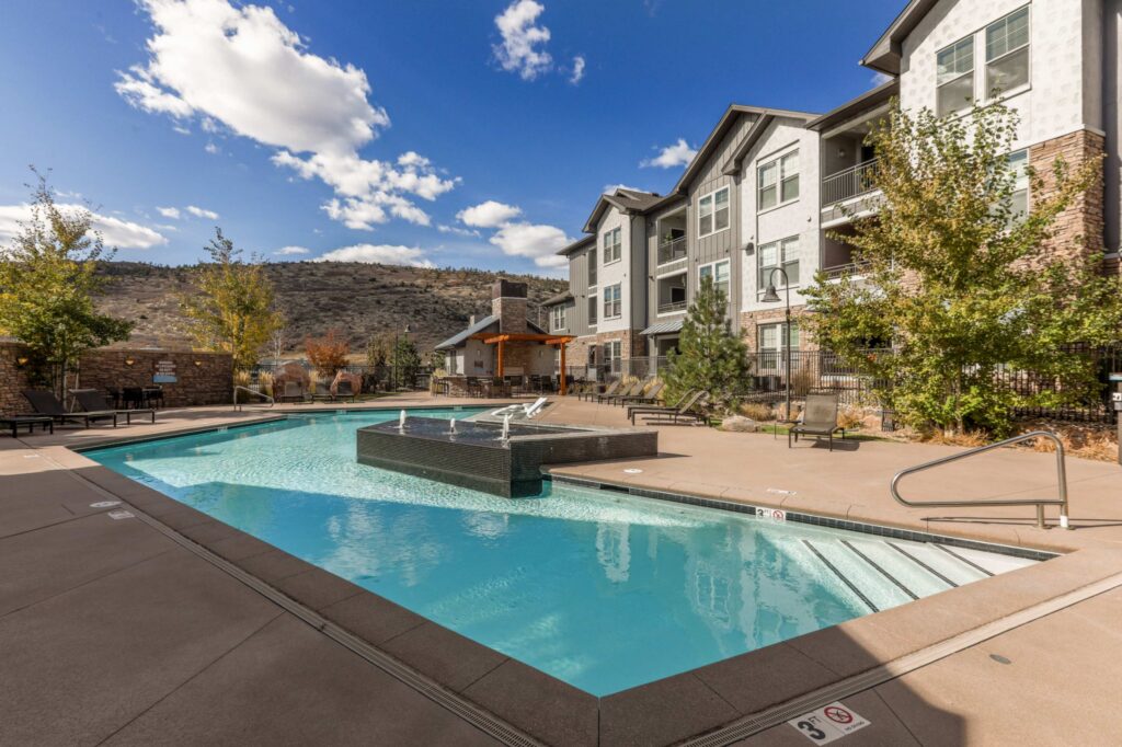 Pool with deck seating