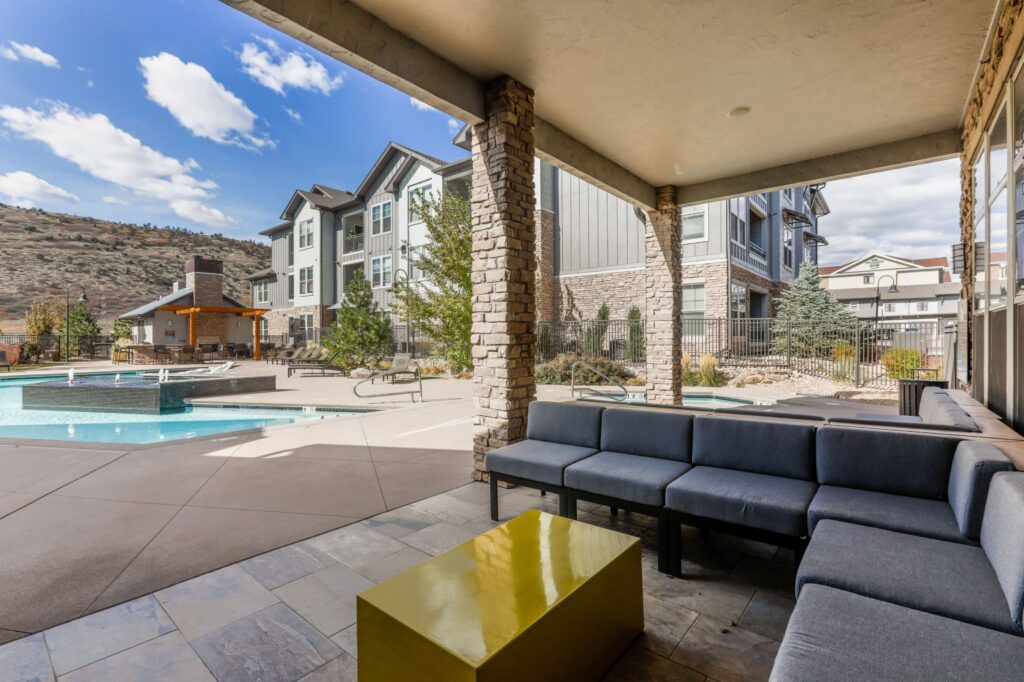 Clubhouse patio with mountain views